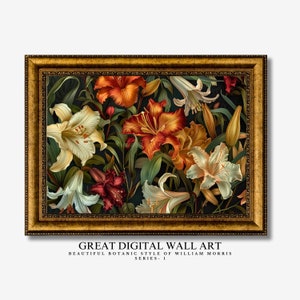 William Morris 6 Style, Vintage Botanical, Quality Instant download Art Nouveau William Morris Exhibition,Floral Art, special art piece Set6