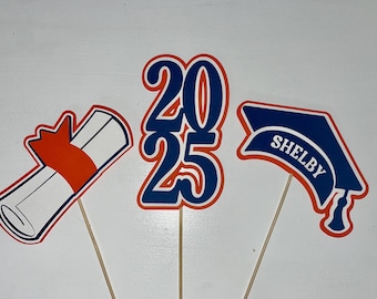 graduation picks - personalized graduation picks - custom graduation centerpiece decoration - graduation pick set - grad table stick