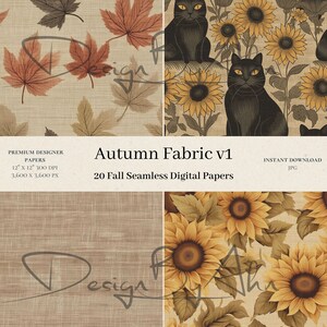 20 Autumn Fabric Digital Papers - Linen Seamless Pattern, Rustic ...