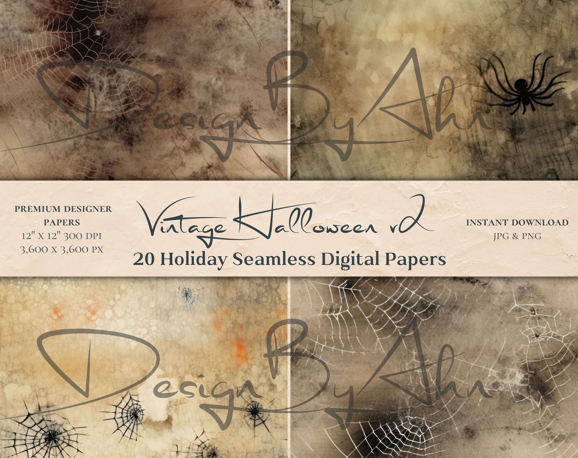 20 Vintage Halloween Digital Papers PNG JPG Spider Cobweb - Etsy