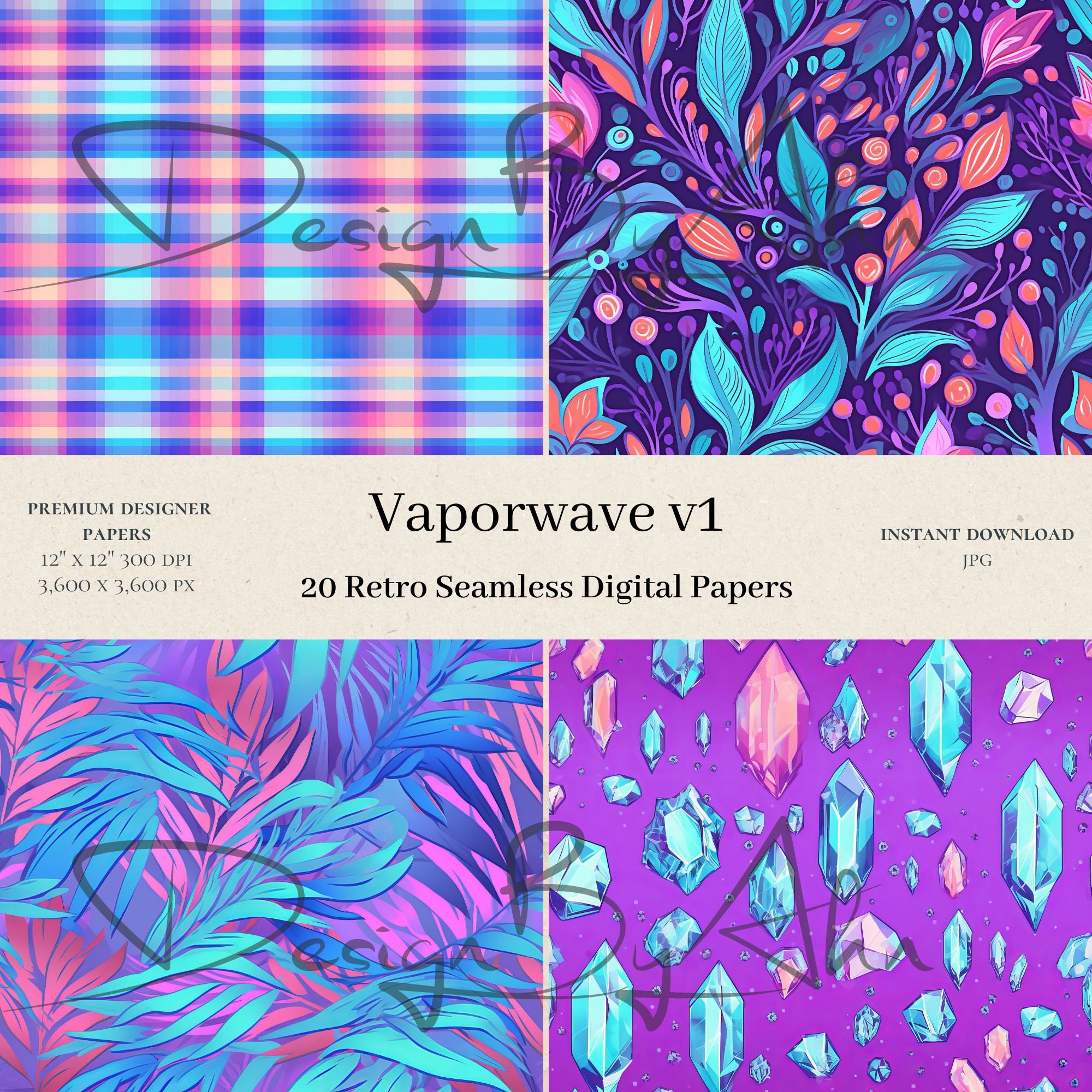 20 Vaporwave Digital Papers Trendy Scrapbook, Vaporwave Digital Paper ...