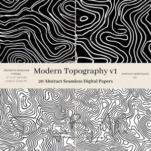 Paper Pattern Cartography 20 Modern Topography Digital Papers - Urban Seamless Digital Paper, Map ...