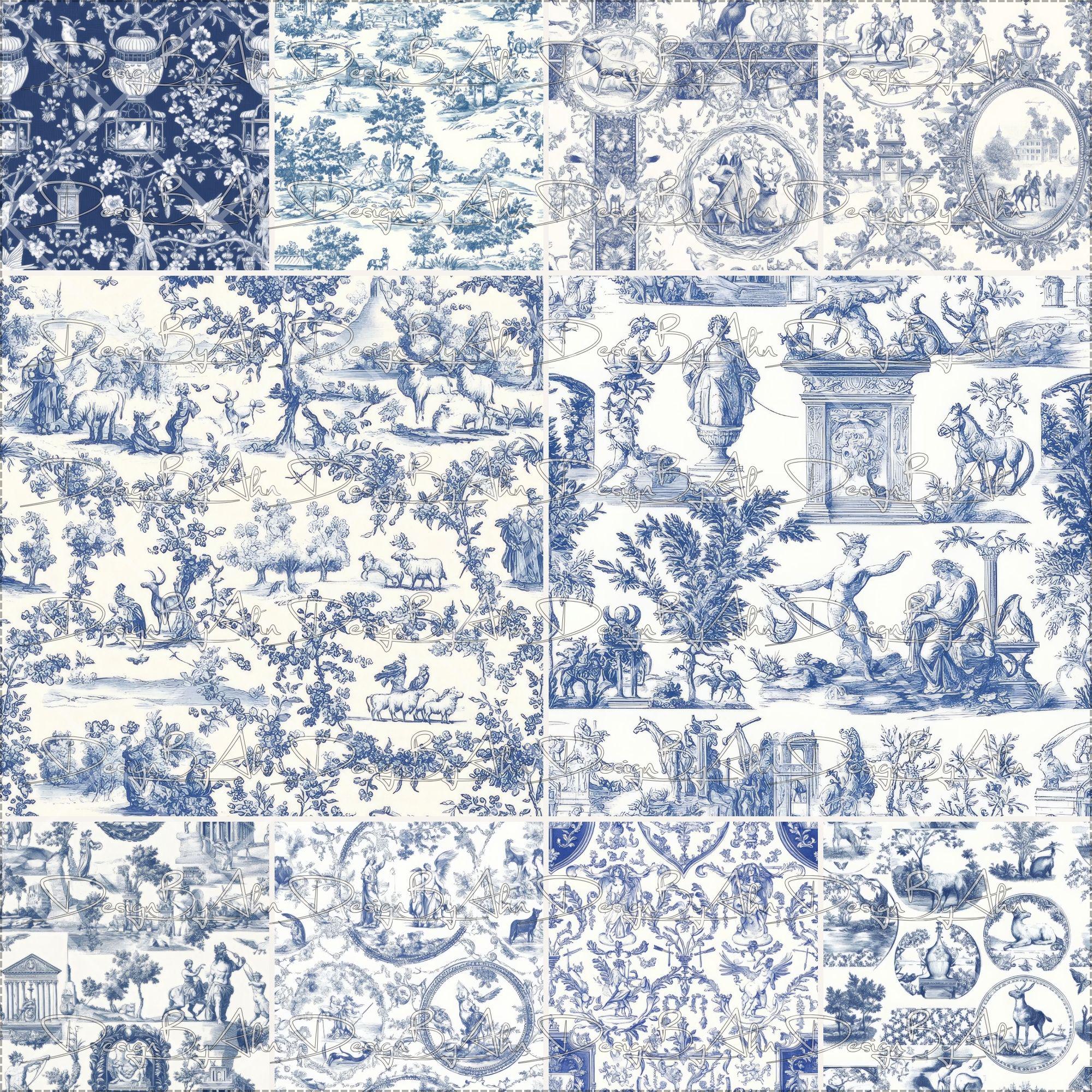 20 Chinoiserie Digital Papers - Vintage Toile De Jouy Scrapbook ...