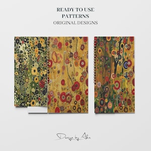 20 Klimt Floral Digital Papers - Gustav Klimt Inspired Seamless Pattern ...