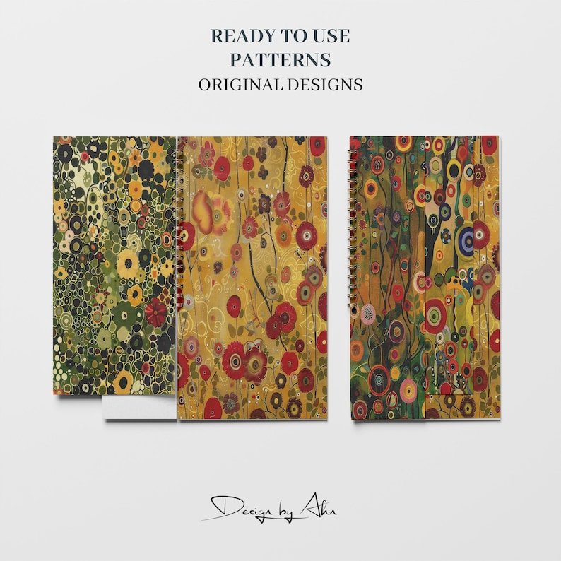 20 Klimt Floral Digital Papers - Gustav Klimt Inspired Seamless Pattern ...