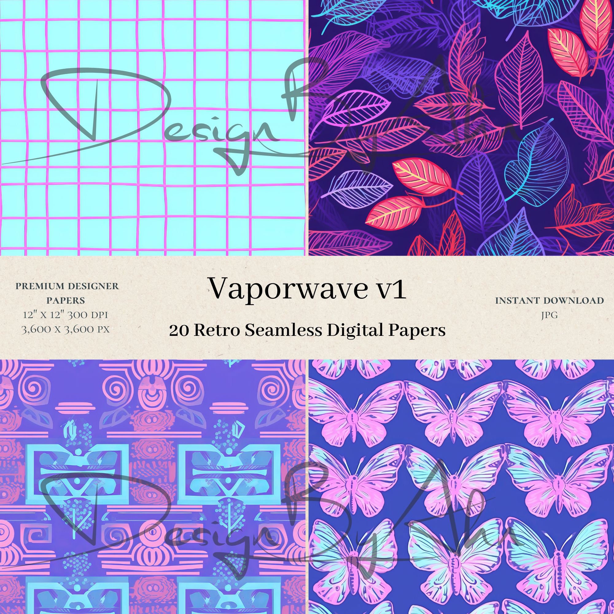 20 Vaporwave Digital Papers Trendy Scrapbook, Vaporwave Digital Paper ...