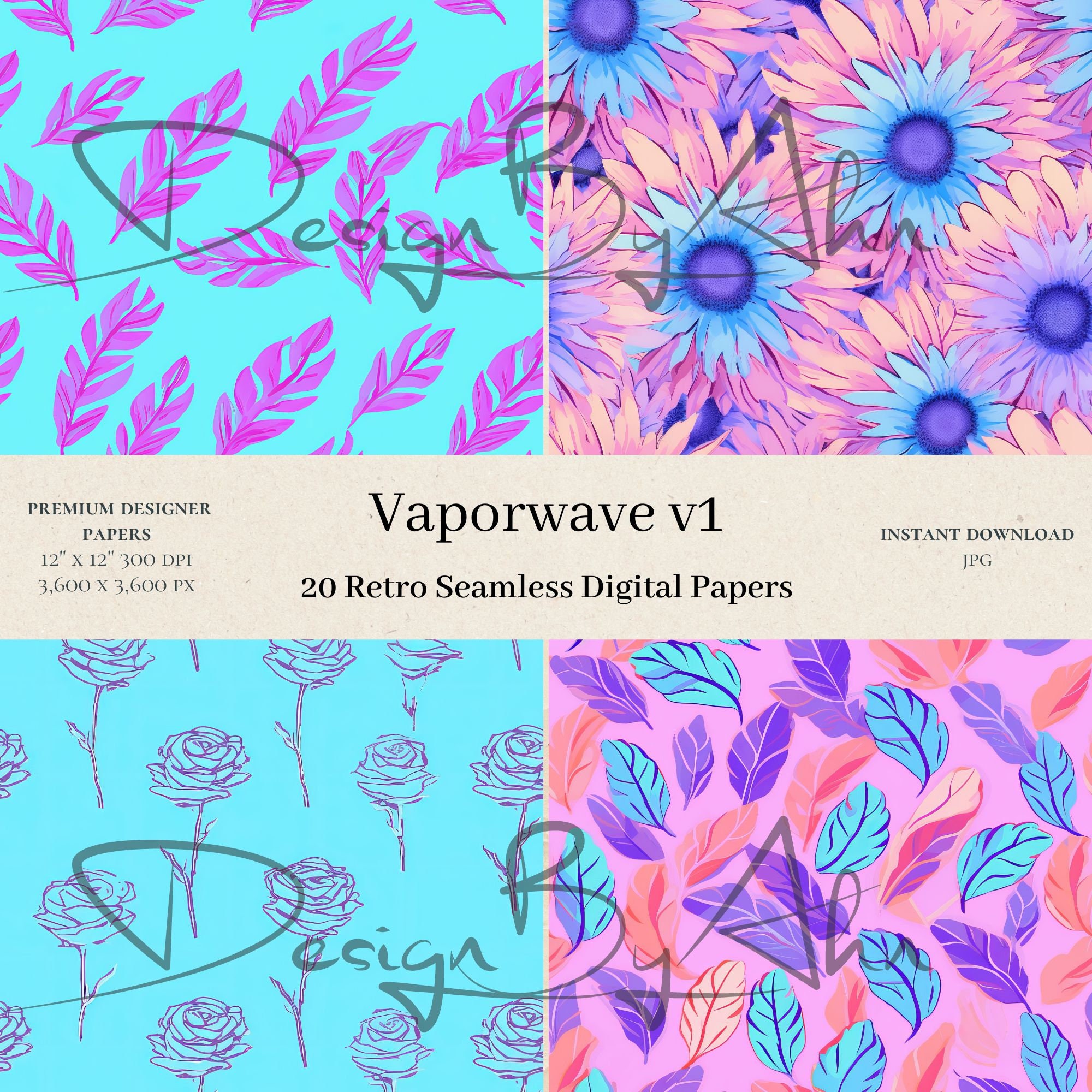 20 Vaporwave Digital Papers Trendy Scrapbook, Vaporwave Digital Paper ...