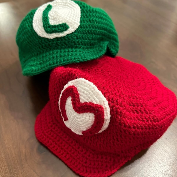 Super Mario/Luigi Hat, Crochet costume hat,