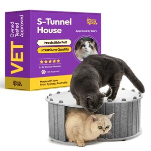 PURRZ Felt Sneak and Slay Cat Cave Bed – 3 w 1 Tunel, Kryjówka dla Pączków