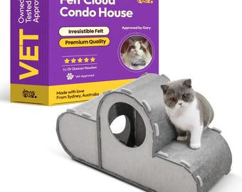 Cueva para gatos PURRZ Cloud Condo: refugio de fieltro y moderna casa para gatos de interior