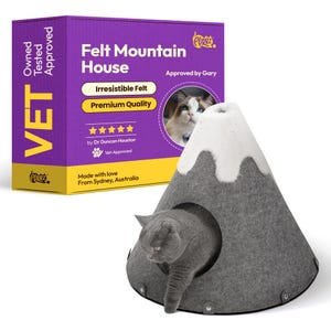 PURRZ Felt Cat Cave, Mountain Hideaway, Scratch-Resistant Cat House