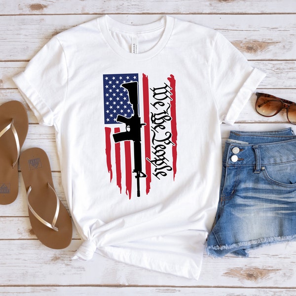 Guns American Flag Shirt - Patriotic Tee - 2nd Amendment Support - Unique Gift for Firearm Enthusiasts