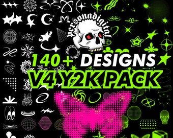 Y2K Streetwear Vektorformen: 140+ SVG Icon Designs (Digitaler Download)