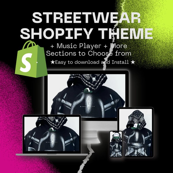 Tema Shopify streetwear - Modello di progettazione di siti Web - Temi banner streetwear Marchio di abbigliamento Y2k