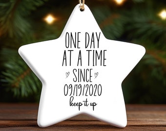 Sobriety Ornament, Sobriety Recovery Christmas Ornament, Custom Name and Sober Date, Addiction Recovery Christmas Gift, Sobriety Gift, AA NA