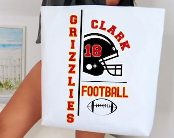 Personalized Senior Football Bag with Player Name & Number, Football Mama Game Day Tote, Custom School Tote for Mom, Coach Gift