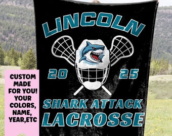 Anpassad lacrossefilt, personlig lacrossepresent, seniorpresent till lacrossespelare, personligt namn på filt för lacrosselagpresenter