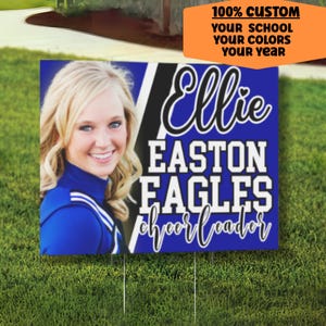 Personalized Cheerleader Yard Sign, Senior High School Cheer Sign With Photo, Congratulation Cheer Team Lawn Decoration  and Graduation Sign