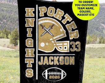 Personalized Football Blanket  -  Senior Night Gift Idea for Team, Custom Gift for Football Player