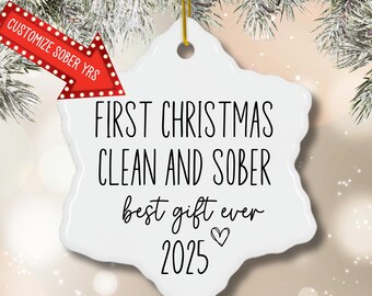 Sober Christmas Gift for Sober Friend - First Christmas Sobriety Ornament to Celebrate Your Loved Ones Recovery, Addiction Recovery Keepsake