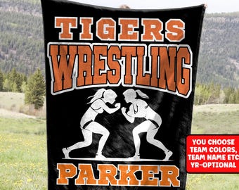 Girls Wrestling Blanket Personalized Gift for Girl Wrestlers, Custom Wrestling Fleece Throw, Senior Girl Wrestler Gift Idea