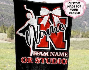 Dance Team Blanket, Personalized Dance Blanket Gift for Dancer, Dance Company Colors, Custom Team Throw, Dance Decor, Dancer Gift for Her