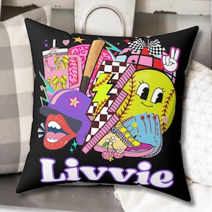 Softball Room Decor, Personalized Softball Pillow, Fun Gift for Softball Player Senior GIft Idea, Softball Fan or Team  and Coach Gift Idea