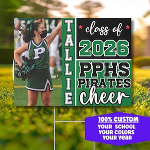 Personalized Cheerleader Yard Sign, Senior High School Cheer Sign With Photo, Congratulation Cheer Team Lawn Decoration  and Graduation Sign