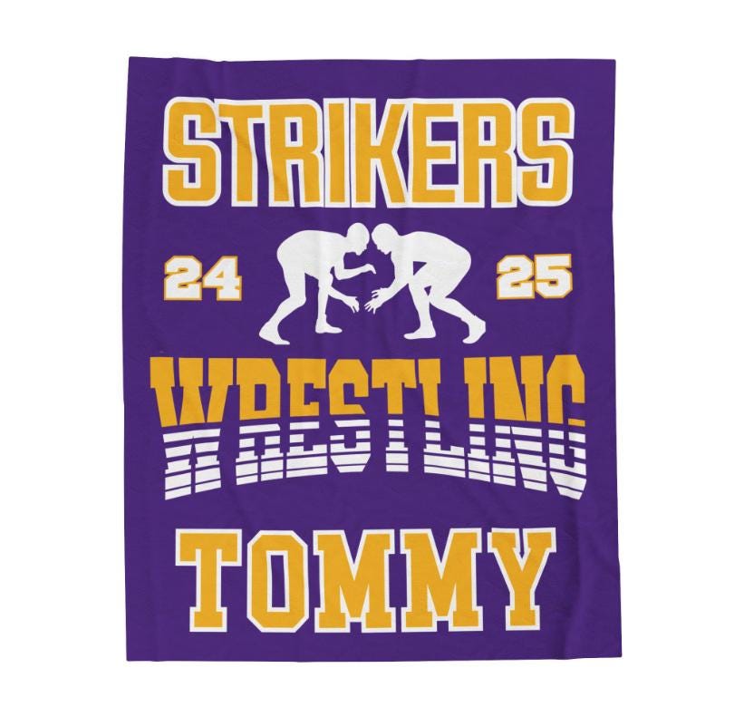 Wresting Gift, Personalized Wresting Blanket With Name, Wrestler Gift for Senior Night / End of Season Gifts for Wrestling Team, Custom Made