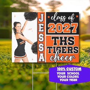 Senior Cheerleader Yard Sign, Personalized High School Cheer Sign With Photo, Congratulation Cheer Team 2026 Lawn Decoration Graduation Sign