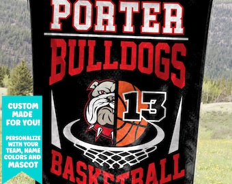Personalized Basketball Blanket, Senior Custom Basketball Team Soft Fleece Throw, Sports Gift with School Name for Players_Son_Coach