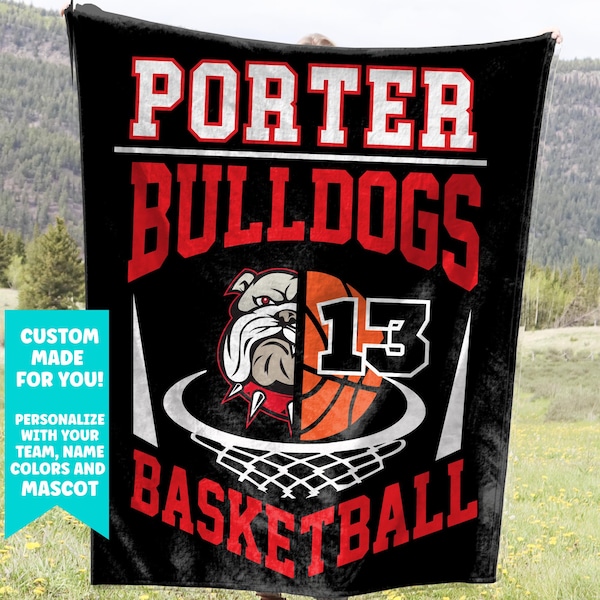 Gepersonaliseerde basketbaldeken, senior custom basketbalteam zachte fleece plaid, sportcadeau met schoolnaam voor Players_Son_Coach