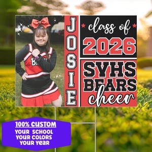 Senior Cheerleader Yard Sign, Personalized High School Cheer Sign With Photo, Congratulation Cheer Team 2026 Lawn Decoration Graduation Sign