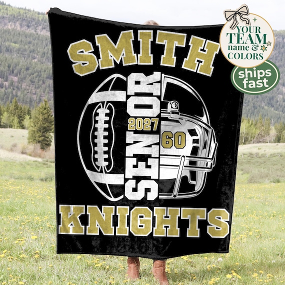Senior Football Player Gift, Personalized Football Blanket With Name, Senior Night Gift Idea for Senior Football Team Gift, For Himm