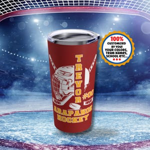 Personalized Hockey Tumbler, Custom Team Player Mug, Senior Hockey Gift, Tumbler With Name, Ice Hockey Tumbler for Player, Coach Gift for