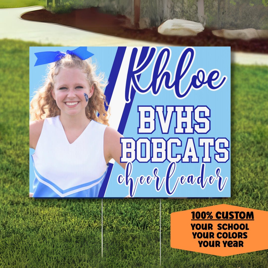 High School Cheer Yard Sign, Personalized Cheerleader Senior Sign With ...