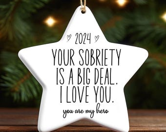 Sobriety Ornament, Sobriety Recovery Christmas Ornament, Custom Name and Sober Date, Addiction Recovery Christmas Gift, Sobriety Gift, AA NA
