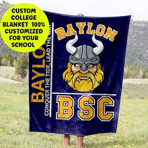 Bed Party Blanket, College Reveal Party, Personalized Dorm Decor, Custom College Blanket, Graduation Gift, Custom University School Blanket