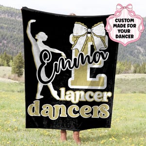 Personalized Ballerina Plush Blanket, Dance Company Colors, Name Gift, Custom Team Throw, Ballet Dancer Bedroom Decor, Dancer Gift for Her