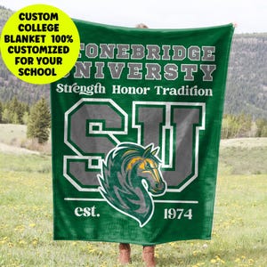 Bed Party Blanket, College Reveal Party, Personalized Dorm Decor, Custom College Blanket, Graduation Gift, Custom University School Blanket