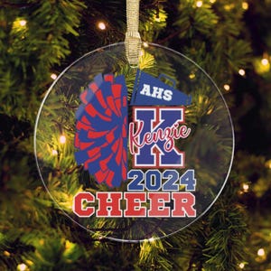 Custom Cheerleader Ornament, Personalized Cheerleading Gift For Competive Cheer or Team Senior Gift, Cheerleader Name on Christmas Ornament
