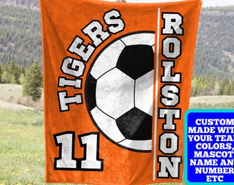 Soccer Blanket With Name| Personalized Soccer Throw | Senior Night Custom Team Gift
