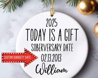 Kundenspezifische Nüchternheitsdatum-Weihnachtsverzierung für geliebten Menschen in Genesung, AA Soberversary Ornament Genesungsandenken-Geschenk Feiern Sie nüchterne Weihnachten
