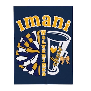 Custom Lisiting for Wolverines Cheer. Personalized Cheer Team Blanket
