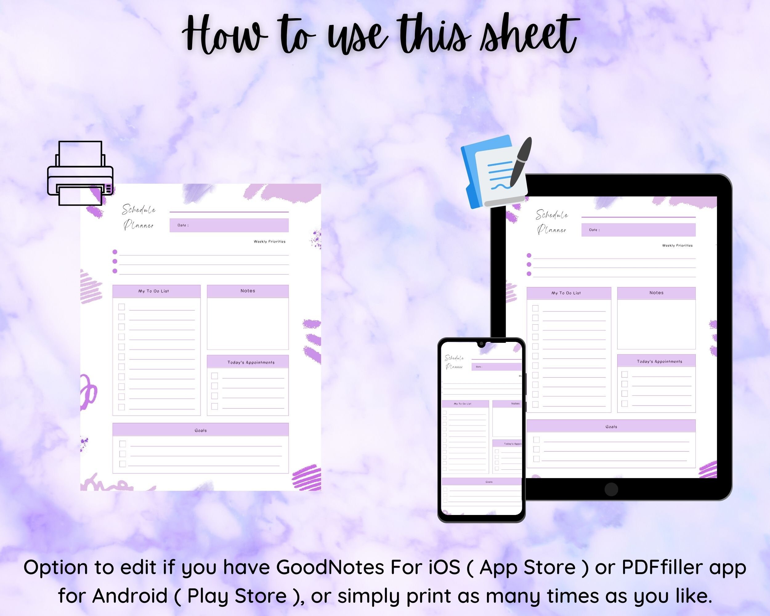 Purple to Do List, Digital Download, Printable, Printable to Do List ...