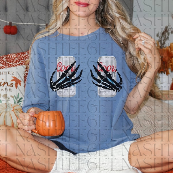 Coors Light Skeleton Hands, Halloween Drinking Tee