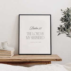 Psalm 23, The Lord Is My Shepherd, Scripture Wall Art, Minimalist Style, Digital Download, Printable Art, Christmas Gift for Her