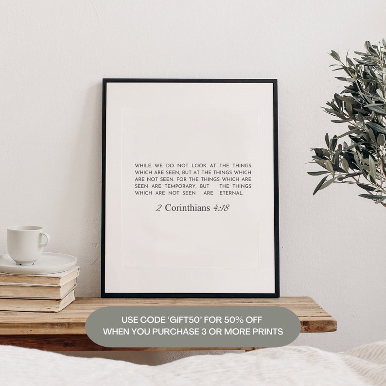 2 Corinthians 4:18 Scripture Wall Art Minimalist Style - Etsy