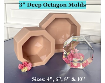 3 Inch Deep Octagon Block Mold, Resin Casting Silicone Mold, Deep Floral Preservation Mold, Shiny Silicone Mold, Deep Molds, Octagon Mold.