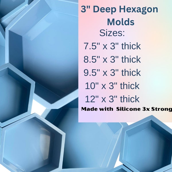 3 Inch Deep Hexagon Block Mold, Resin Casting Silicone Mold, Deep Floral Preservation Mold, Shiny Silicone Mold